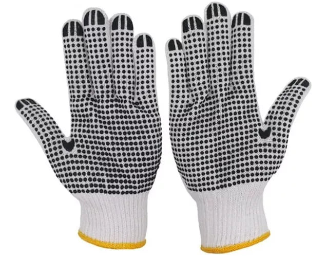 Guantes De Trabajo Tela Con Puntos Antideslizantes Negro
