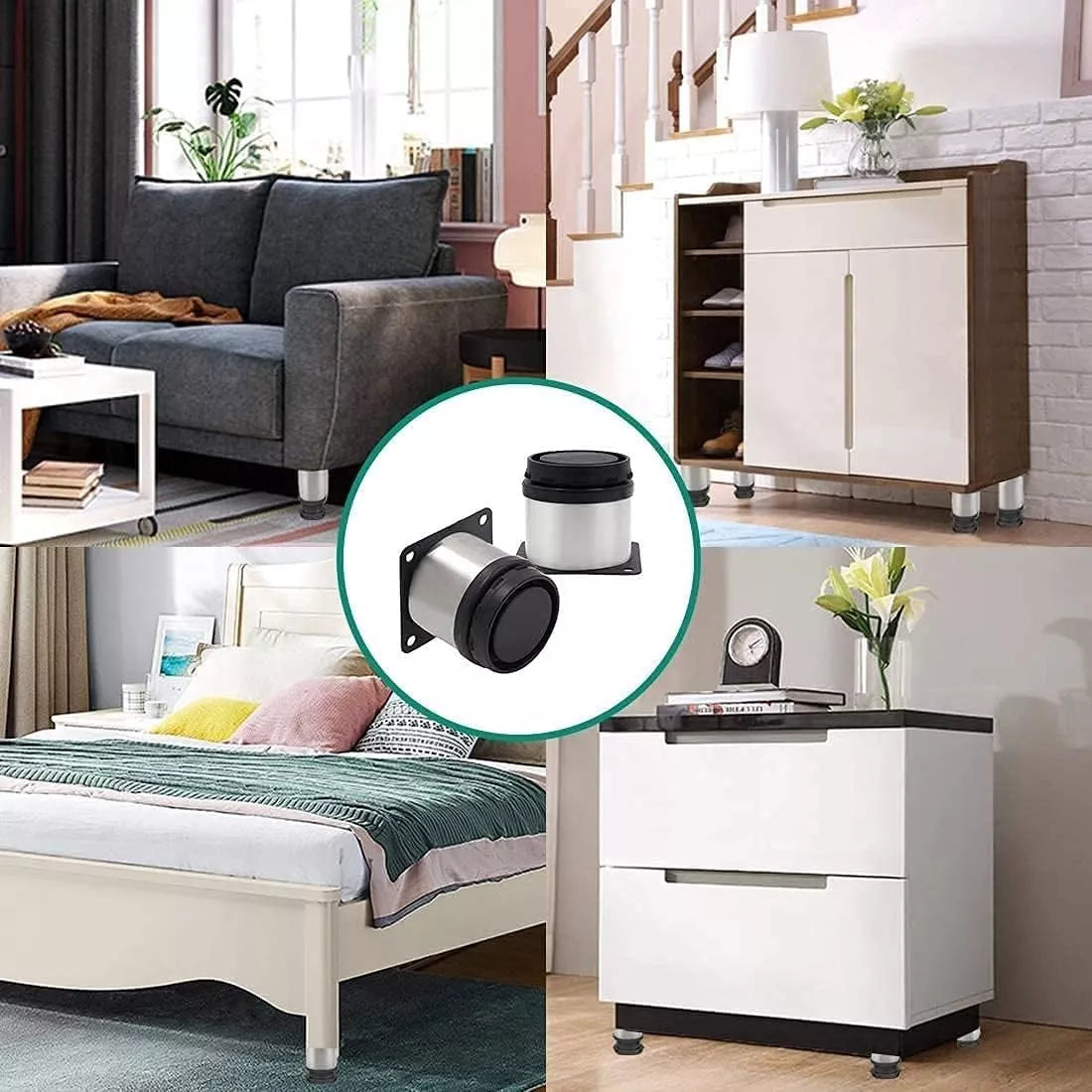 Pata Para Sofá y Muebles Regulable Redonda Acero Cromo 5-6 cm Con Tornillos