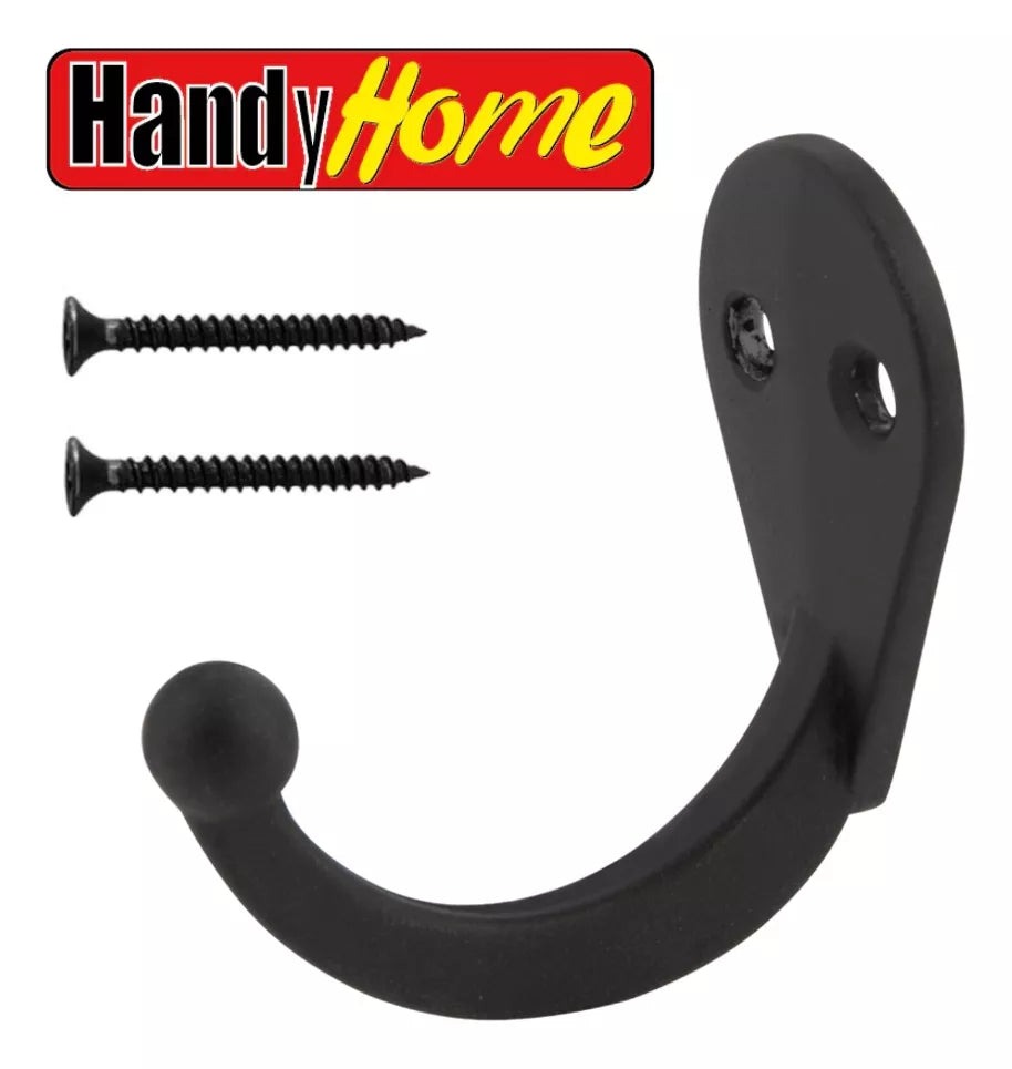 Gancho Perchero Sencillo Para Pared Negro Mate Handy Home