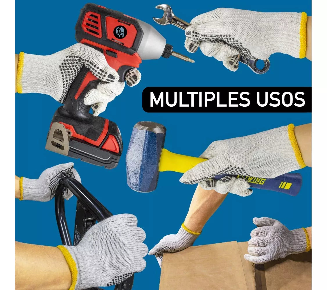 Guantes De Trabajo Tela Con Puntos Antideslizantes Negro