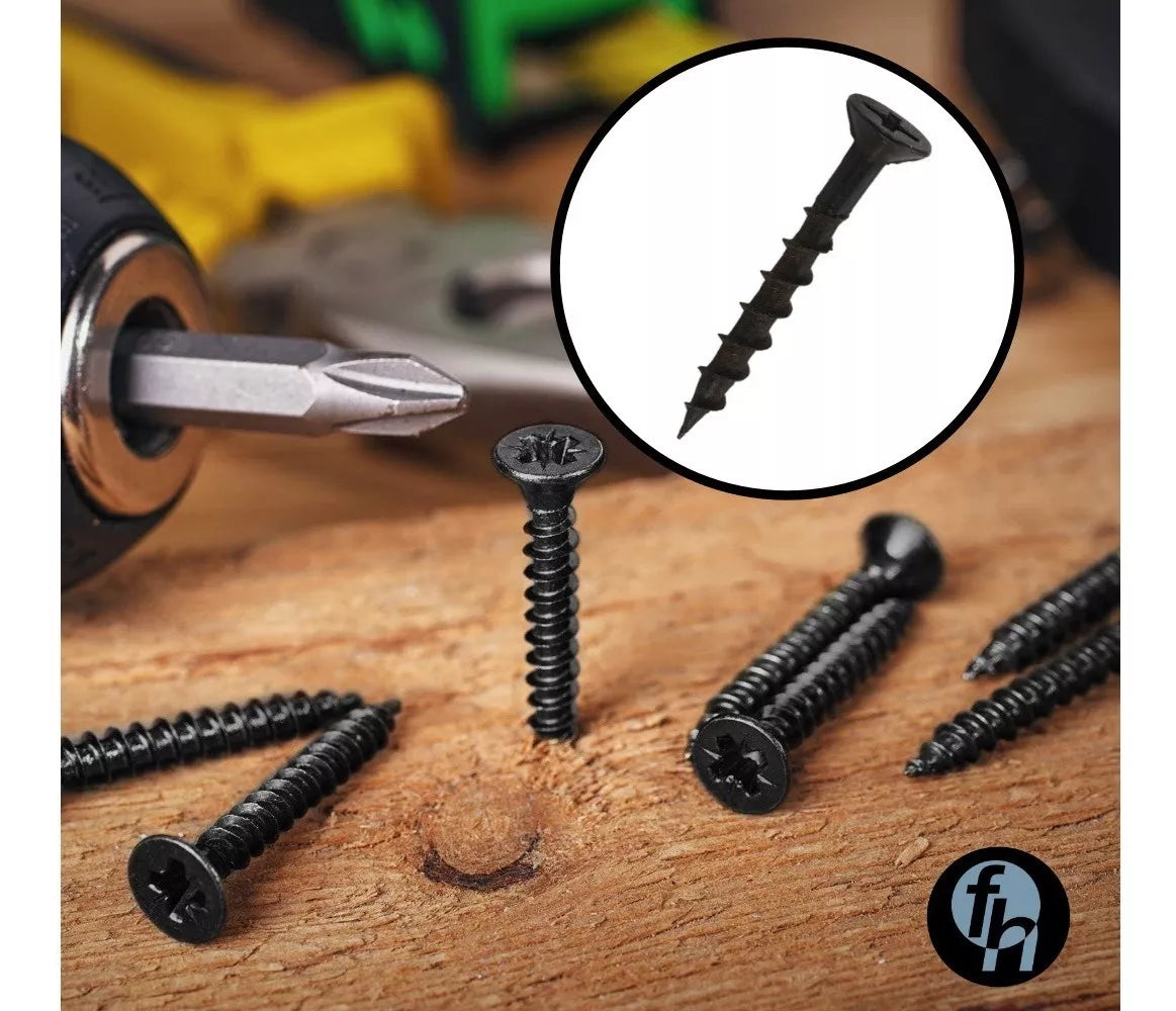Tornillo Para Madera Aglomerado Negro 10x2 1/2'' Cruz Plana