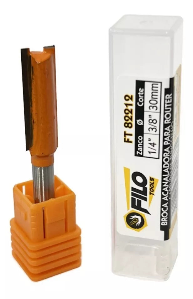 Broca Acanaladora Router Diámetro 3/8" Zanco 1/4" Corte 30 mm