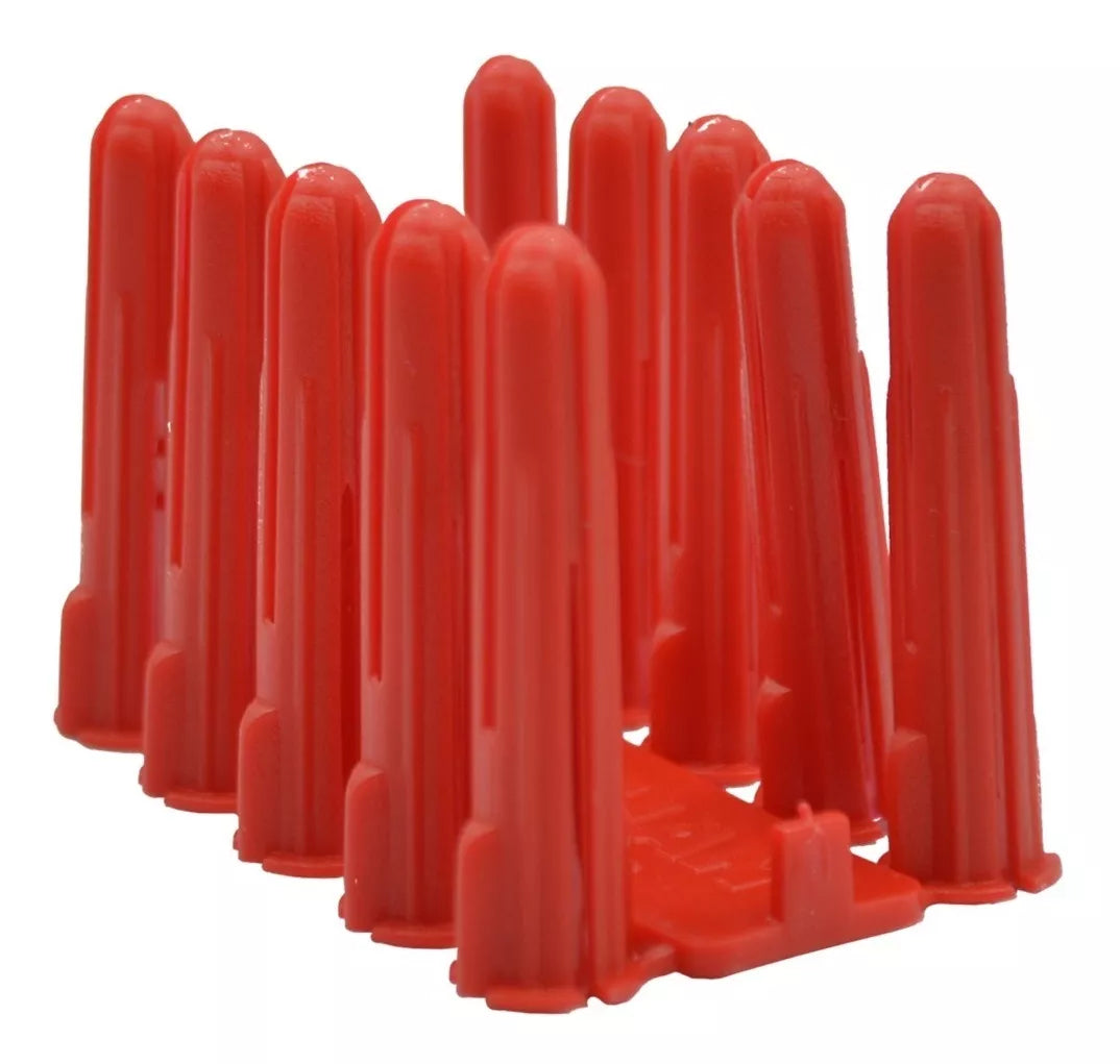 Taquete de Plástico Thorsman Rojo 1/4" Caja 100 Piezas