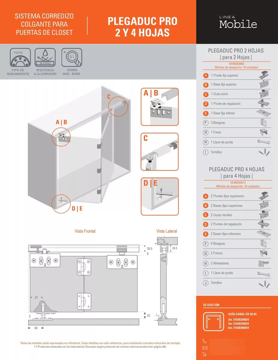 Sistema Plegable Para Closet Plegaduc Pro 2 Hojas Ducasse