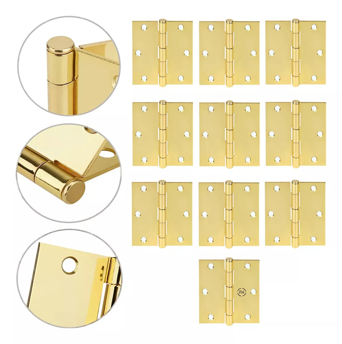 Bisagras 3x3 Pulgadas Para Puertas de Madera Latón Brillante Con Tornillos