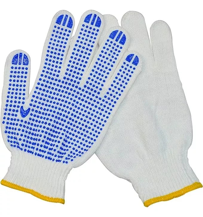 Guantes De Trabajo Tela Con Puntos Antideslizantes Azul