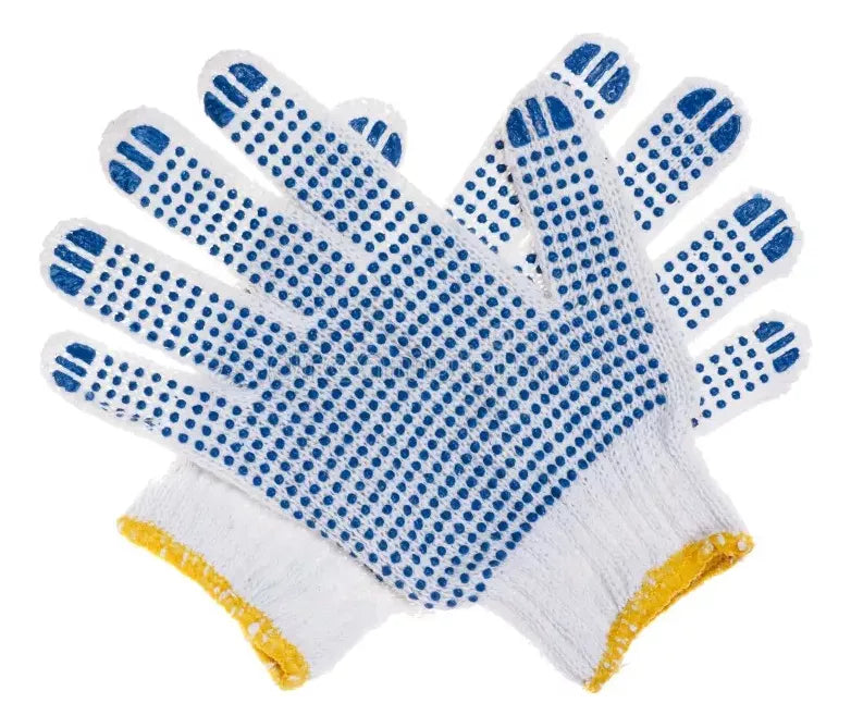 Guantes De Trabajo Tela Con Puntos Antideslizantes Azul