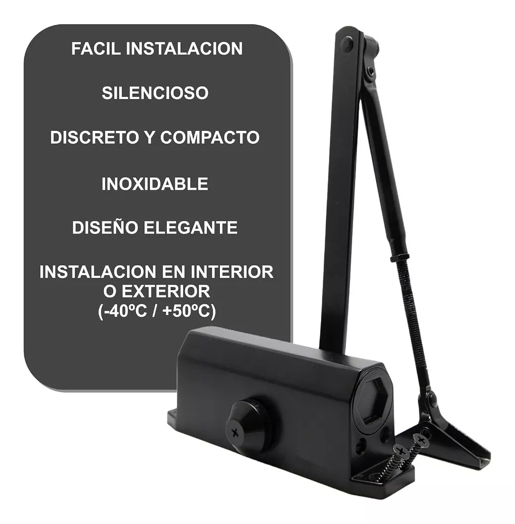 Cierrapuertas Hidráulico 2 Válvulas Dexter Duranodic Negro Mate