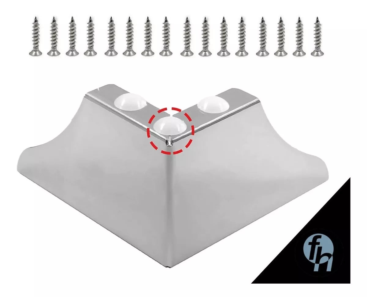 Pata Para Sofá y Muebles Esquinera 7.5 cm Acero Cromo 4 Piezas Con Tornillos
