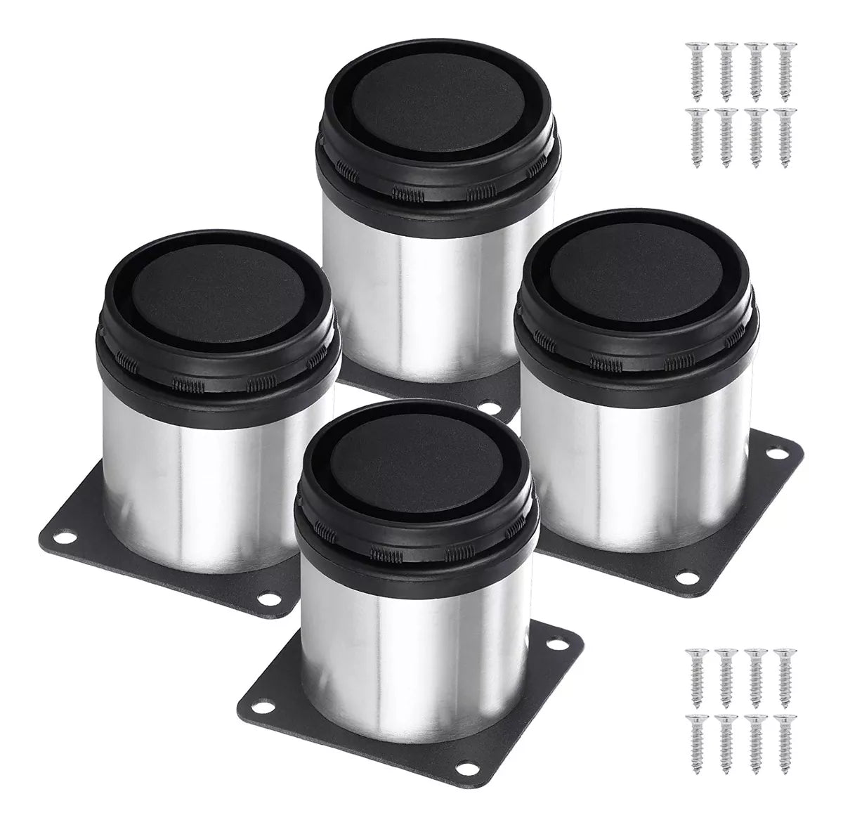 Pata Para Sofá y Muebles Regulable Redonda Acero Cromo 5-6 cm Con Tornillos