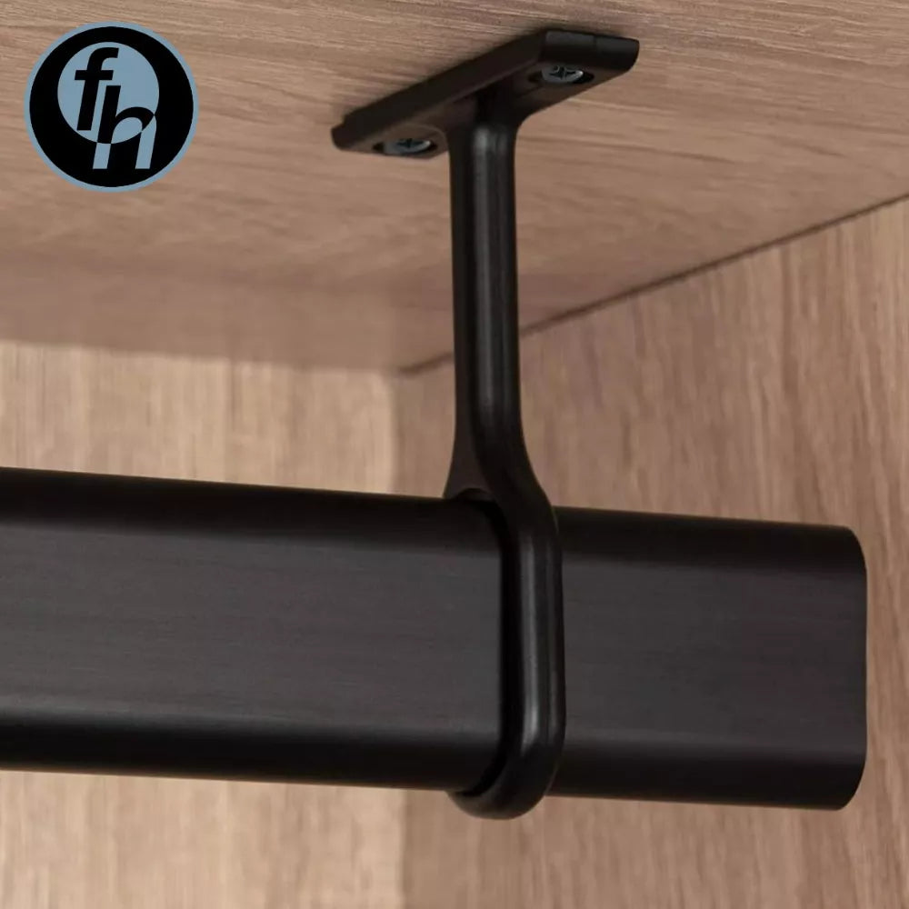 Soporte Central Negro Mate Tubo Ovalado Para Closet