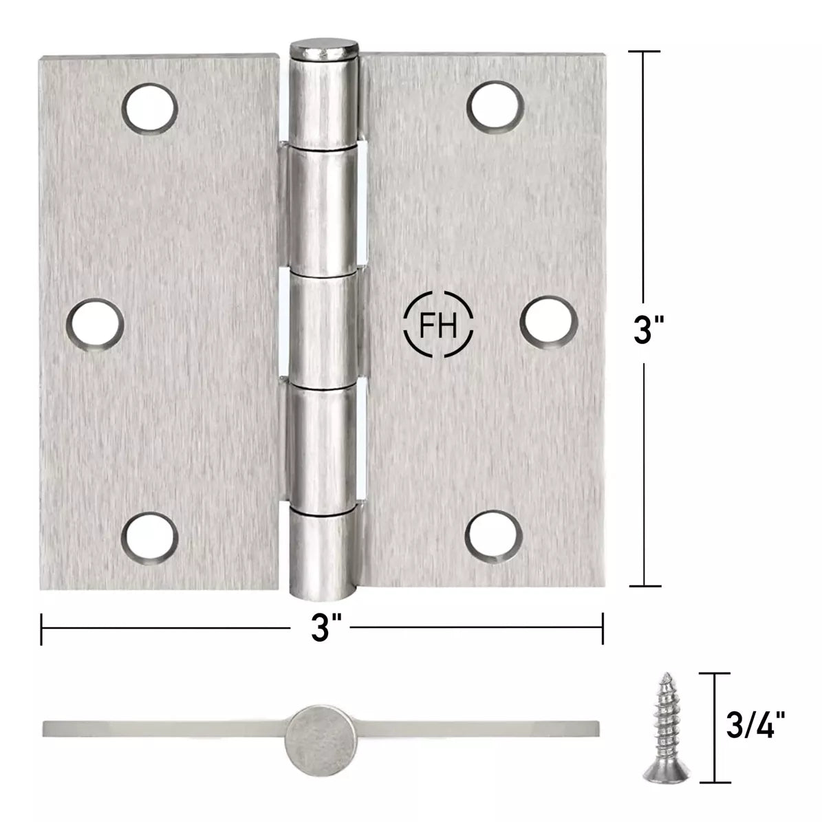 Bisagras 3x3 Pulgadas Para Puertas de Madera Níquel Satinado Con Tornillos