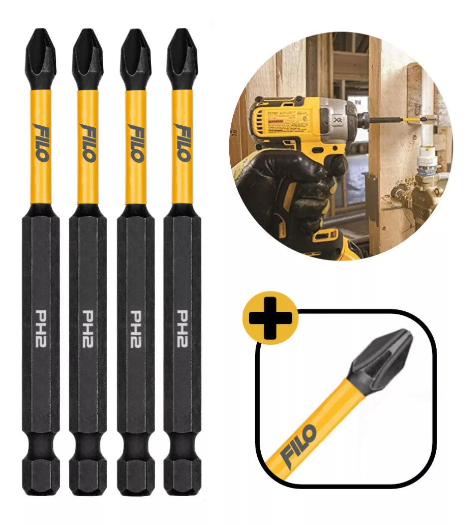 Puntas De Impacto Phillips PH2 Acero S2 Filo Tools 75 mm