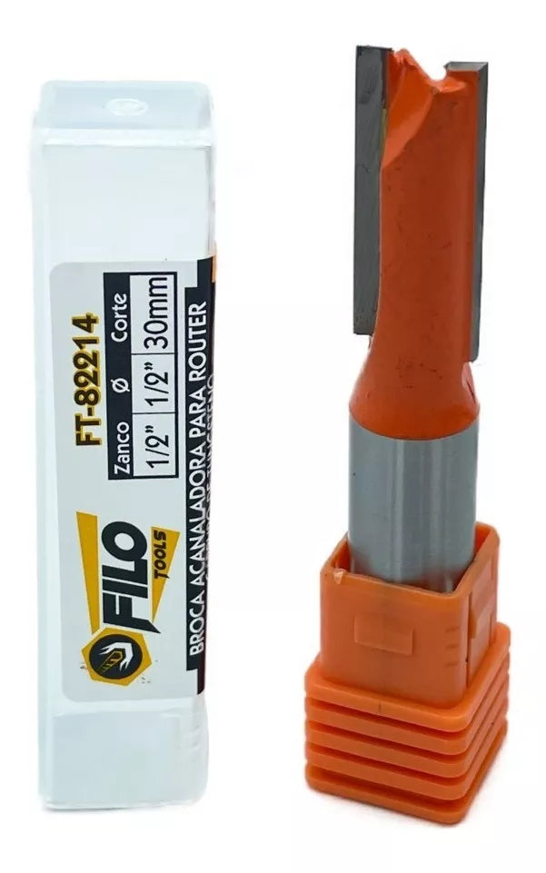 Broca Acanaladora Router Diámetro 1/2" Zanco 1/2" Corte 30 mm
