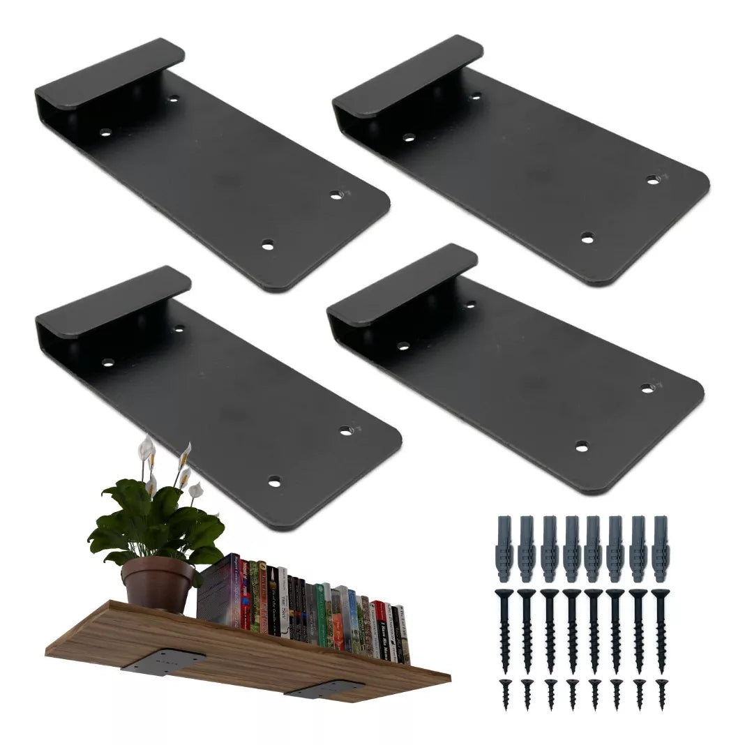 Soporte Oculto Negro Para Repisa Estante Flotante 2 Piezas