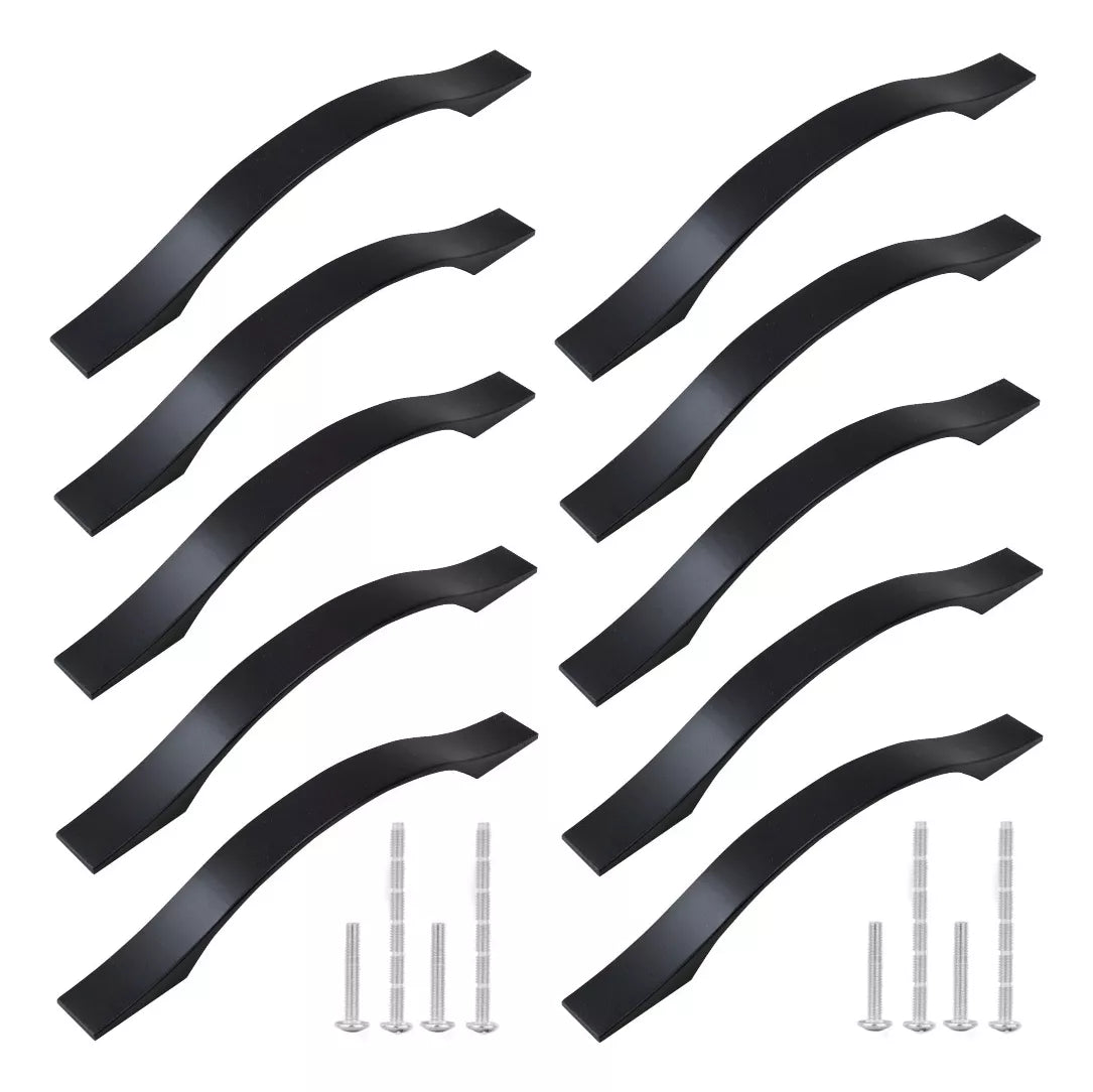 Jaladera Tirador Para Muebles Modelo "S" Negro Mate Con Tornillos