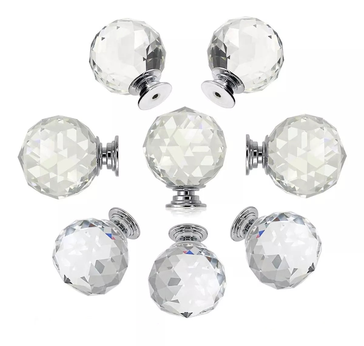 Perillas Jaladera De Cristal 30 mm Cromo Forma De Esfera