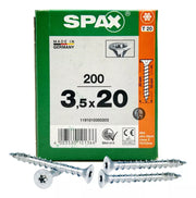 Tornillos Spax Madera 3.5x20 mm Cuerda Corrida 200 Piezas
