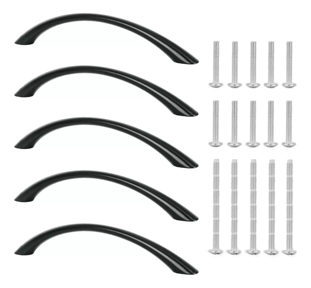 Jaladera Tipo Arco 96 mm Negro Mate JN-1427 Con Tornillos