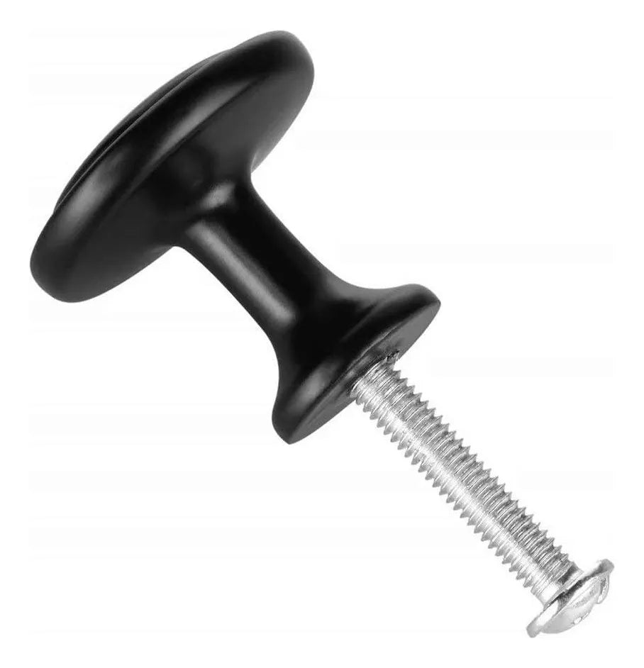 Jaladera De Botón JN-1415 Modelo "R" Negro Mate Con Tornillos