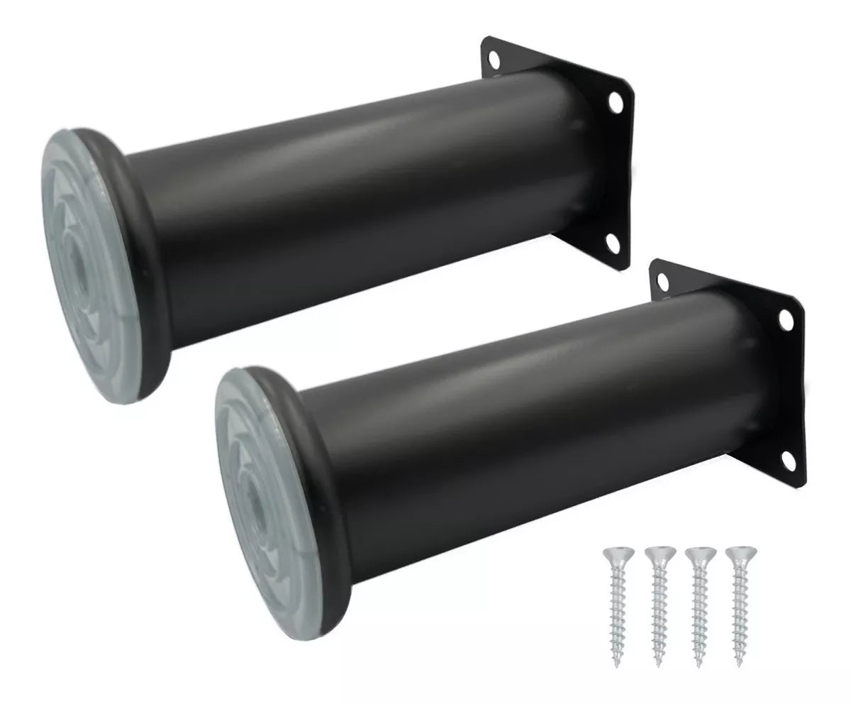 Pata Para Sofá y Muebles Redonda Acero Negro Mate 18 cm Con Tornillos