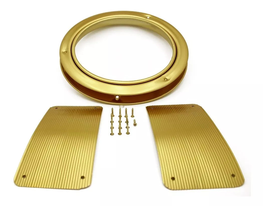 Mirilla De Aluminio Latón Brillante 20 cm Con Placa Para Puerta De Cocina