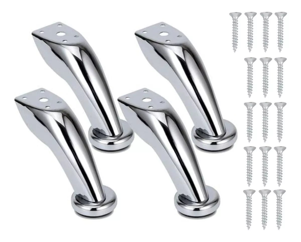 Pata Para Sofá y Muebles Curva 9 cm Acero Cromo Con Tornillos