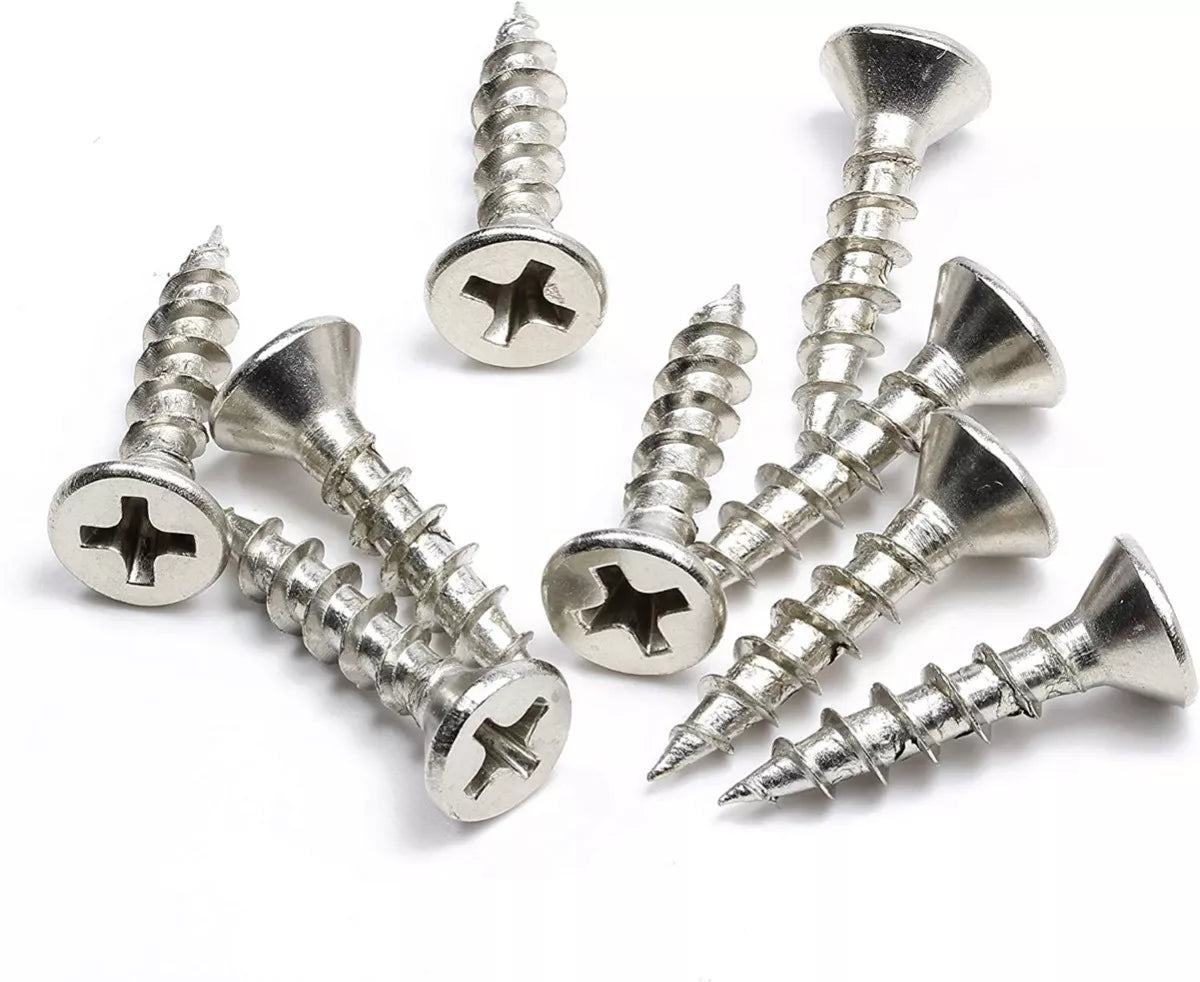 Tornillo Niquelado Cabeza Phillips Cruz Plana Para Madera Aglomerado