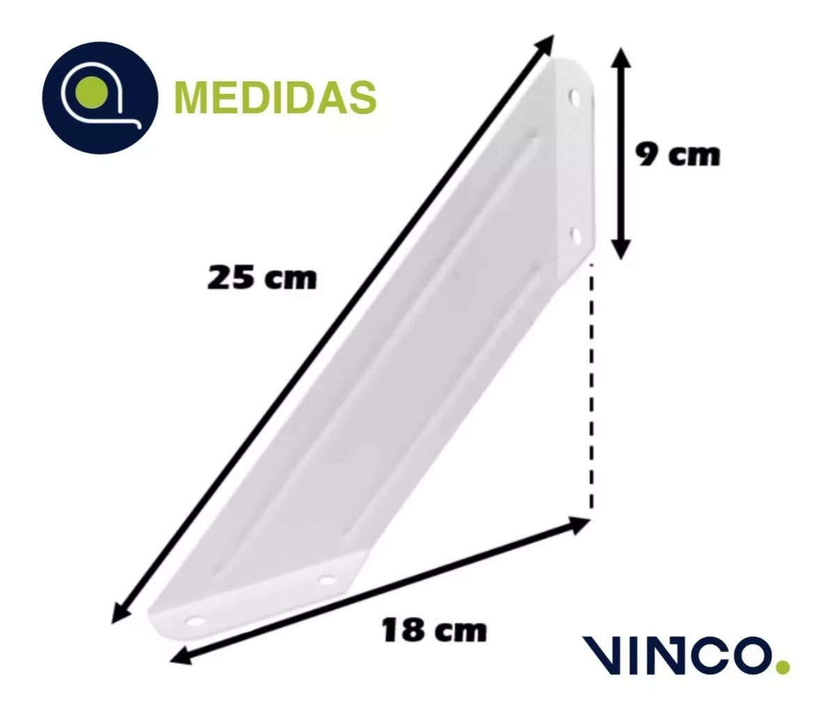 Ménsula Lateral Blanca 7 Pulgadas Soporte Repisas Grande 55 kg