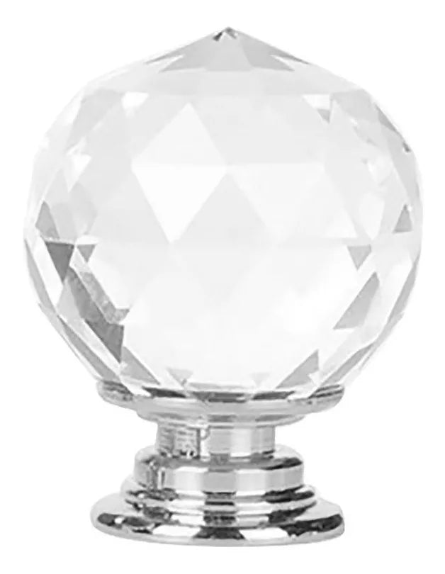 Perillas Jaladera De Cristal 30 mm Cromo Forma De Esfera