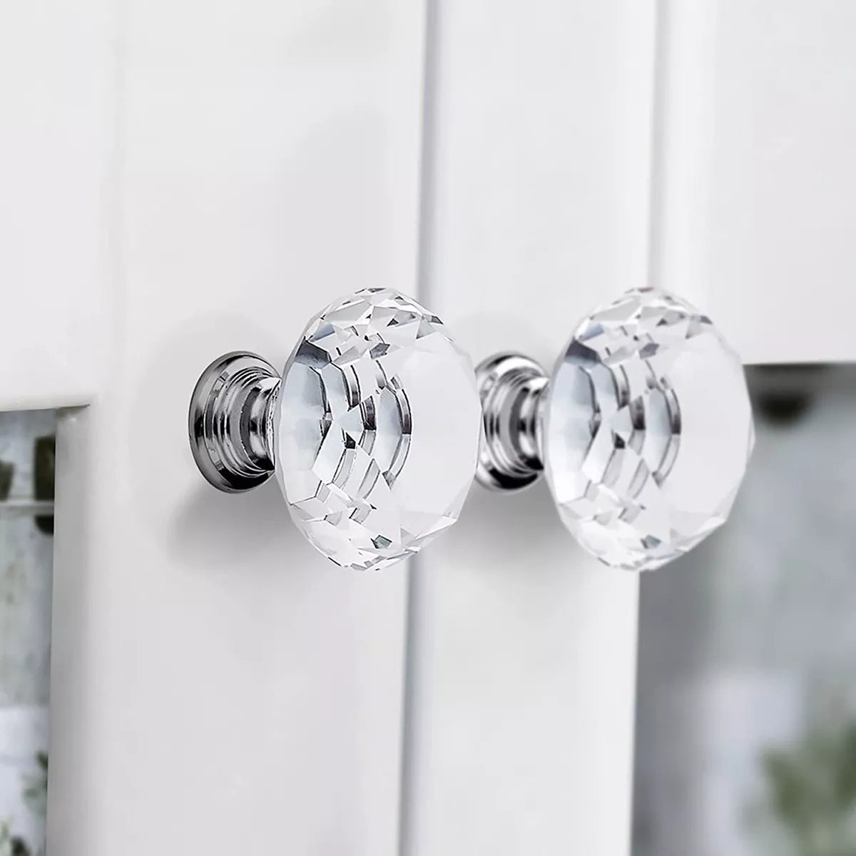 Perillas Jaladera De Cristal 30 mm Cromo Forma Diamante