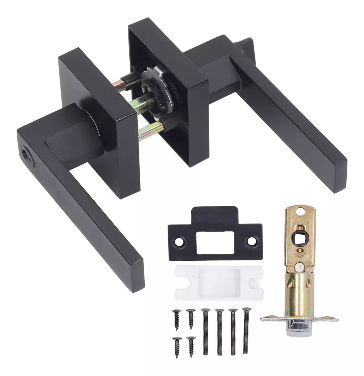 Cerradura Manija Cuadrada Puerta Recámara Negro Mate 65182 Dexter