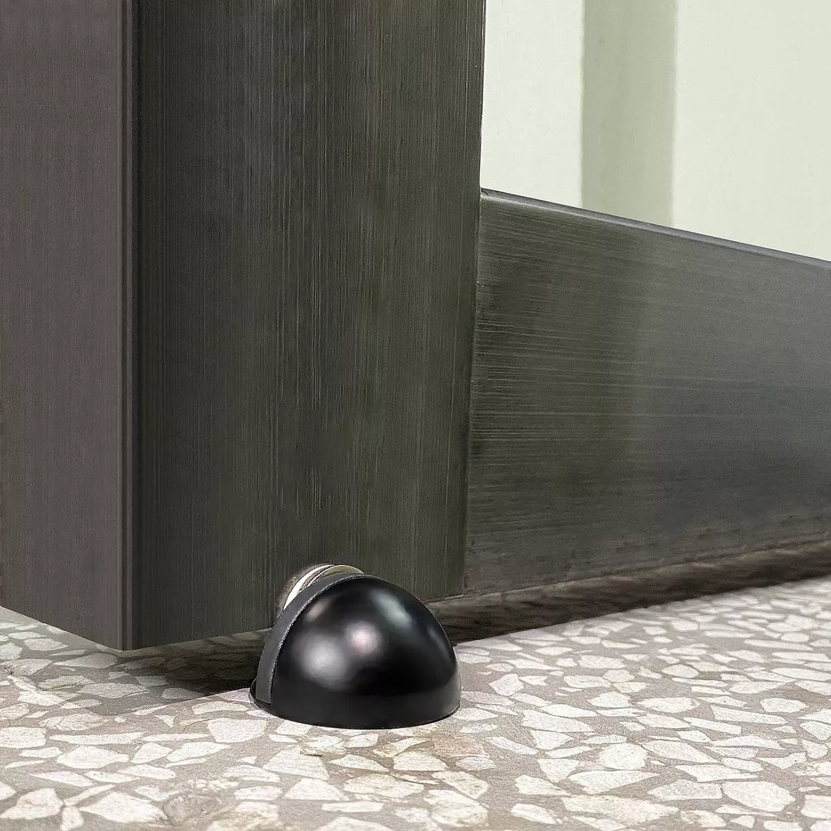 Tope Media Luna Magnético Para Puerta Negro Mate