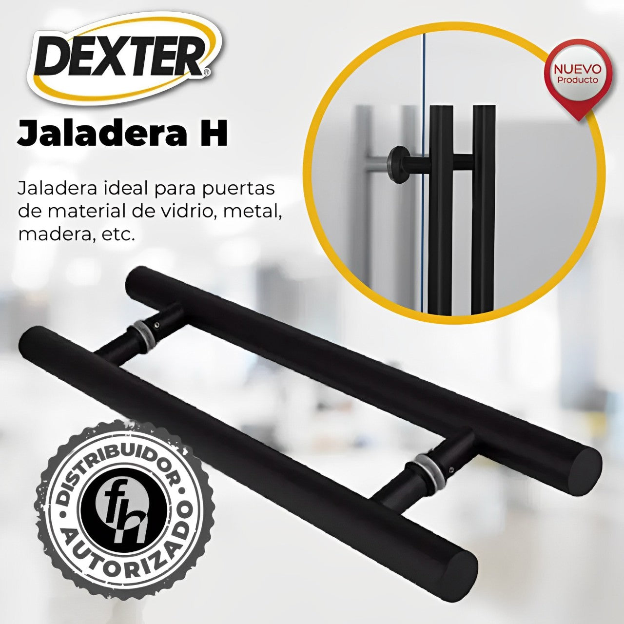 Jaladera Tipo "H" Puerta Principal Negro Mate Dexter