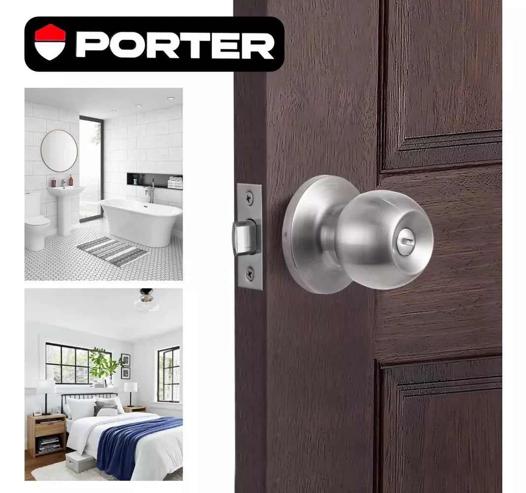 Cerradura Chapa De Perilla Baño Acero Inoxidable Porter