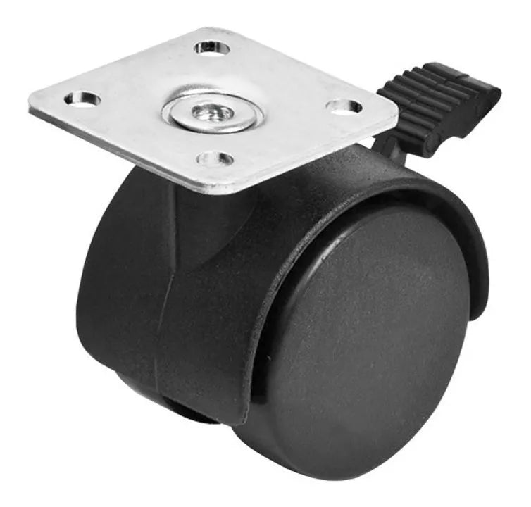 Rodaja Giratoria Nylon Tipo Yoyo Con Placa y Freno 4 Piezas