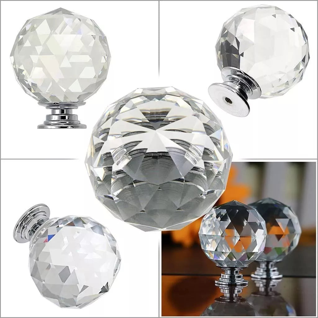 Perillas Jaladera De Cristal 30 mm Cromo Forma De Esfera