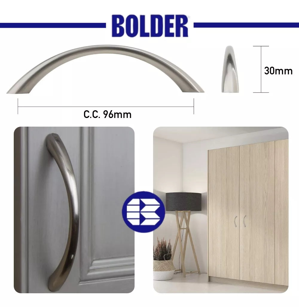 Jaladera Tipo Arco 96 mm Níquel Satinado JN-1429 Con Tornillos