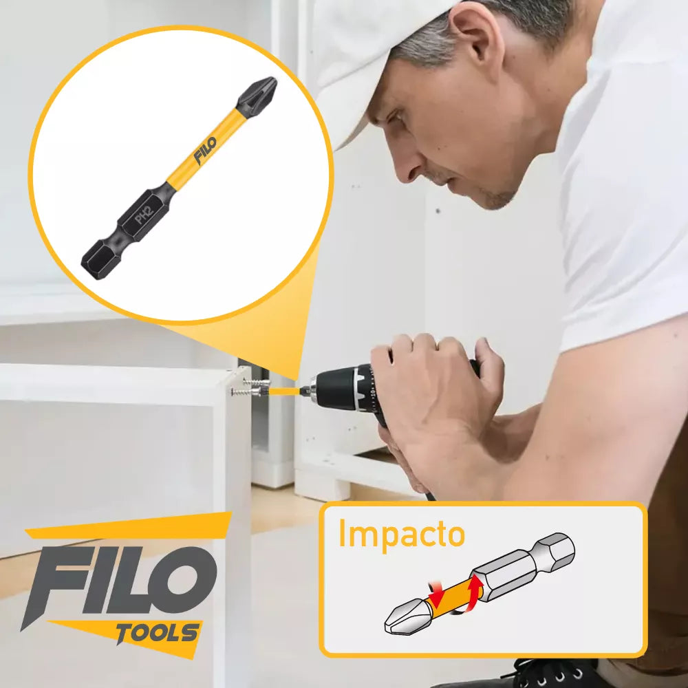 Puntas De Impacto Phillips PH2 Acero S2 Filo Tools 50 mm