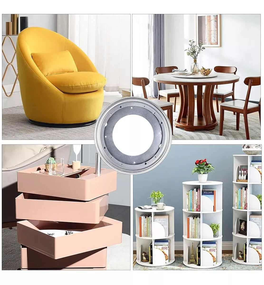 Placa Base Giratoria 12 Pulgadas Circular Metálica Con Balero Plano Bolder