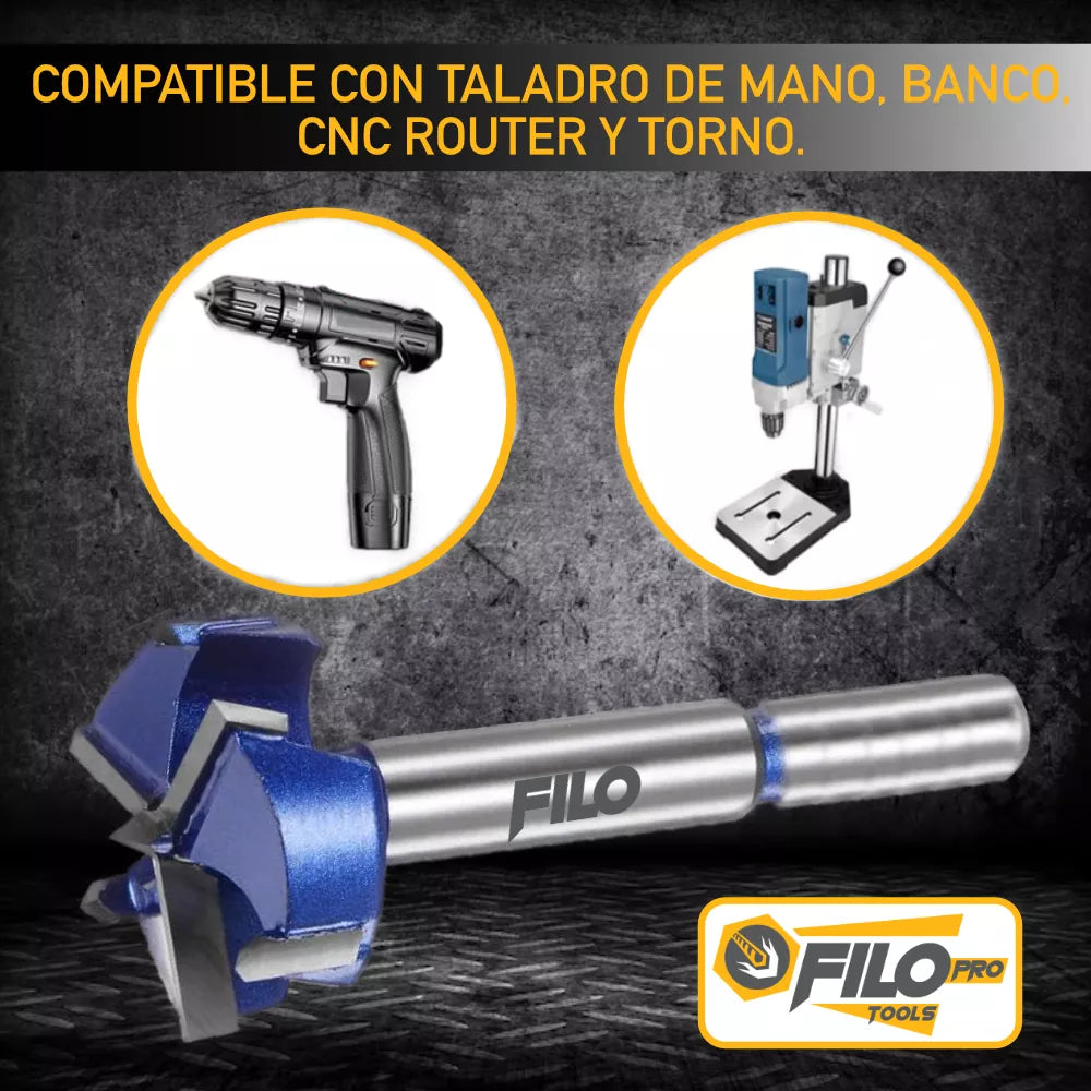 Broca Forstner Carburo De Tungsteno 35 mm Triple Premium