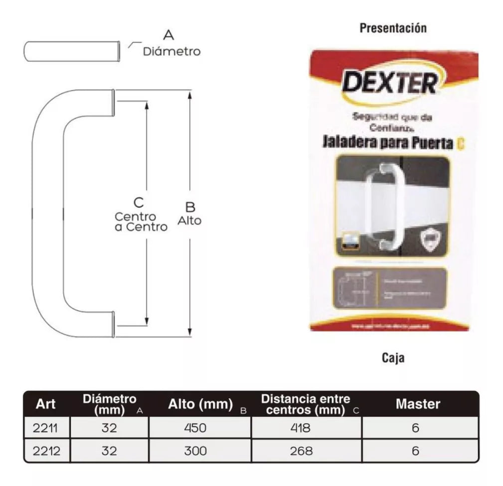 Jaladera Tipo "C" Para Puerta Principal Dexter