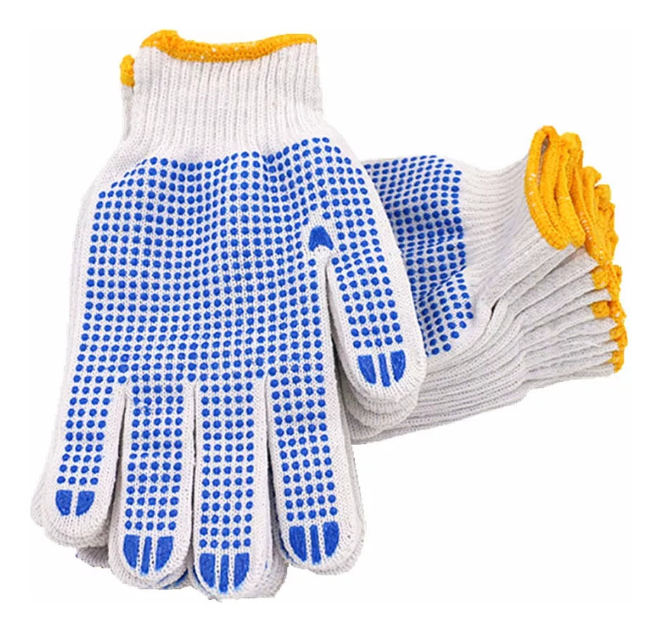 Guantes De Trabajo Tela Con Puntos Antideslizantes Azul