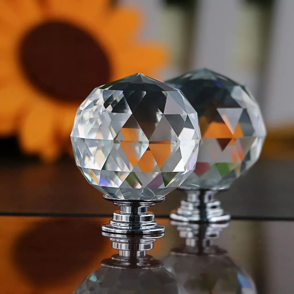 Perillas Jaladera De Cristal 30 mm Cromo Forma De Esfera