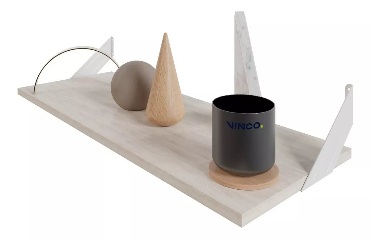Repisa Estantería Melamina Encino Polar 80x30 cm Soporte Blanco Minimalista Moderna