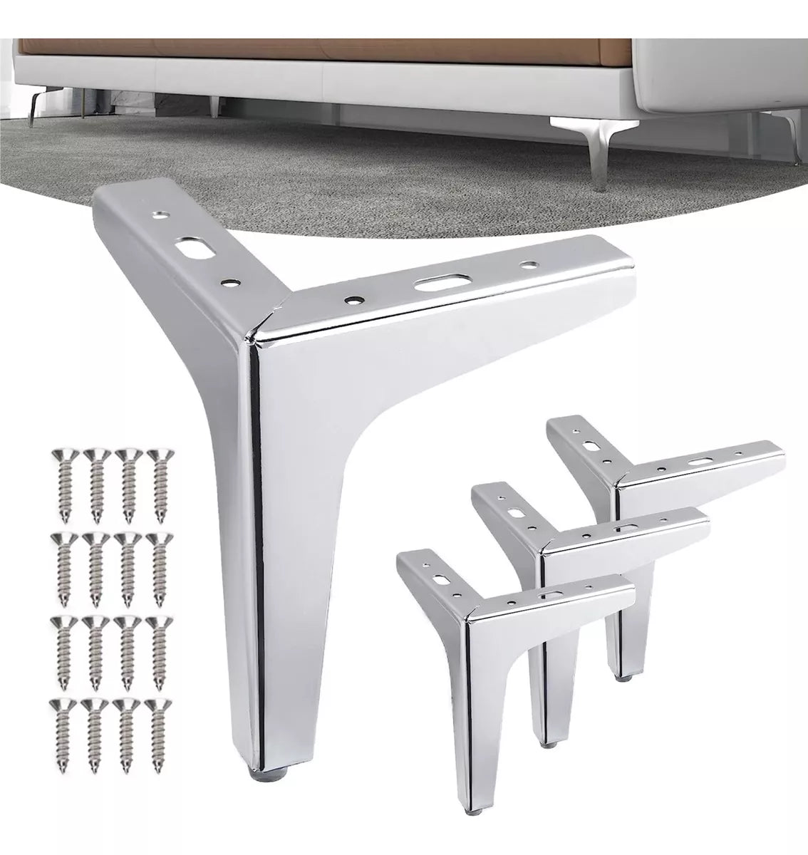 Pata Para Sofá y Muebles Metálica Triangular "Slim" Cromo