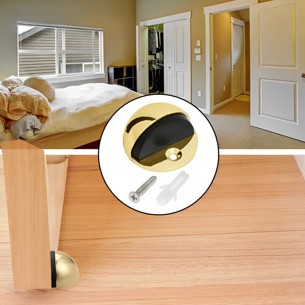 Tope Media Luna Para Puerta Latón Brillante Con Tornillos