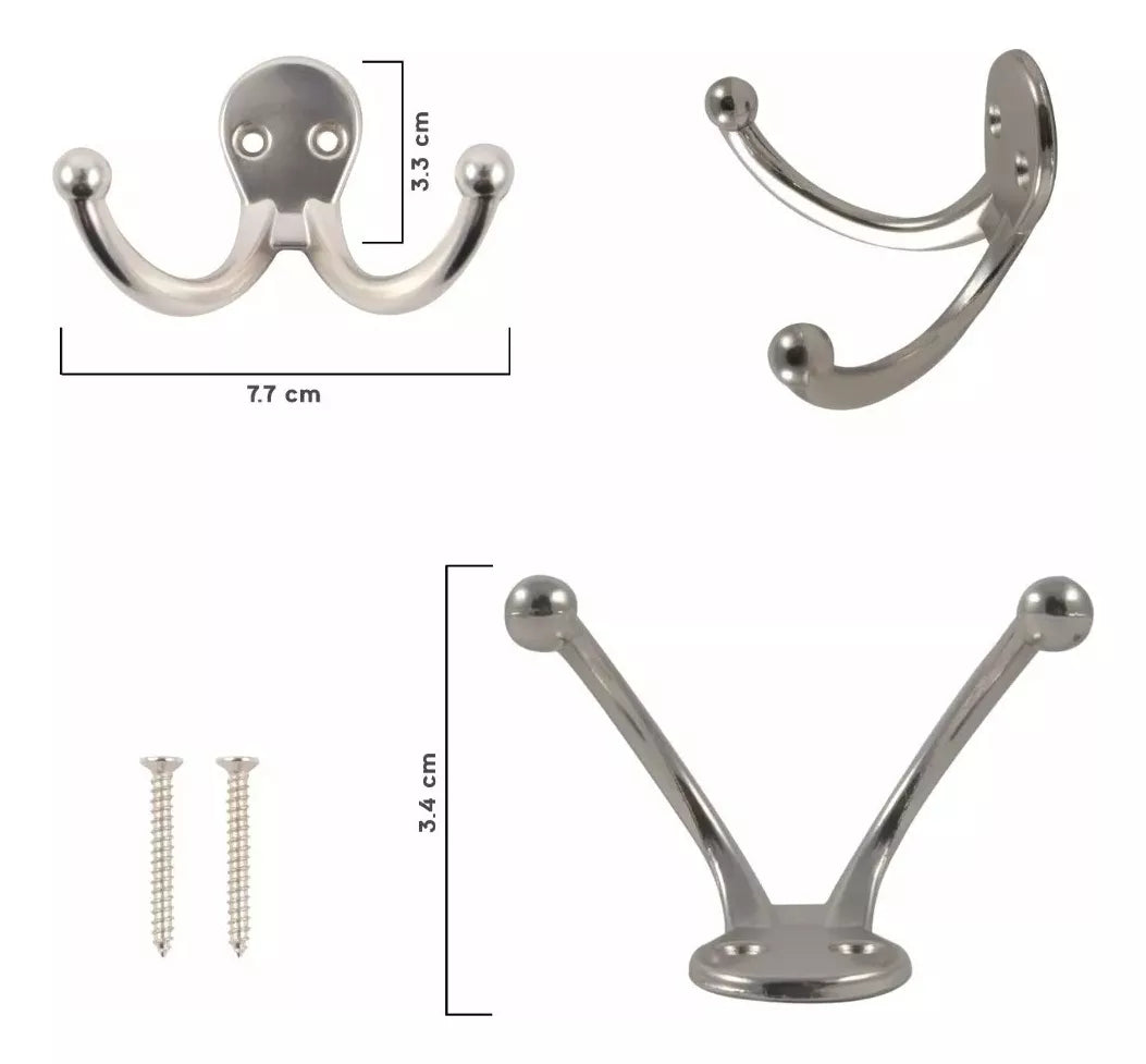 Gancho Perchero Doble Para Pared Níquel Satinado Handy Home