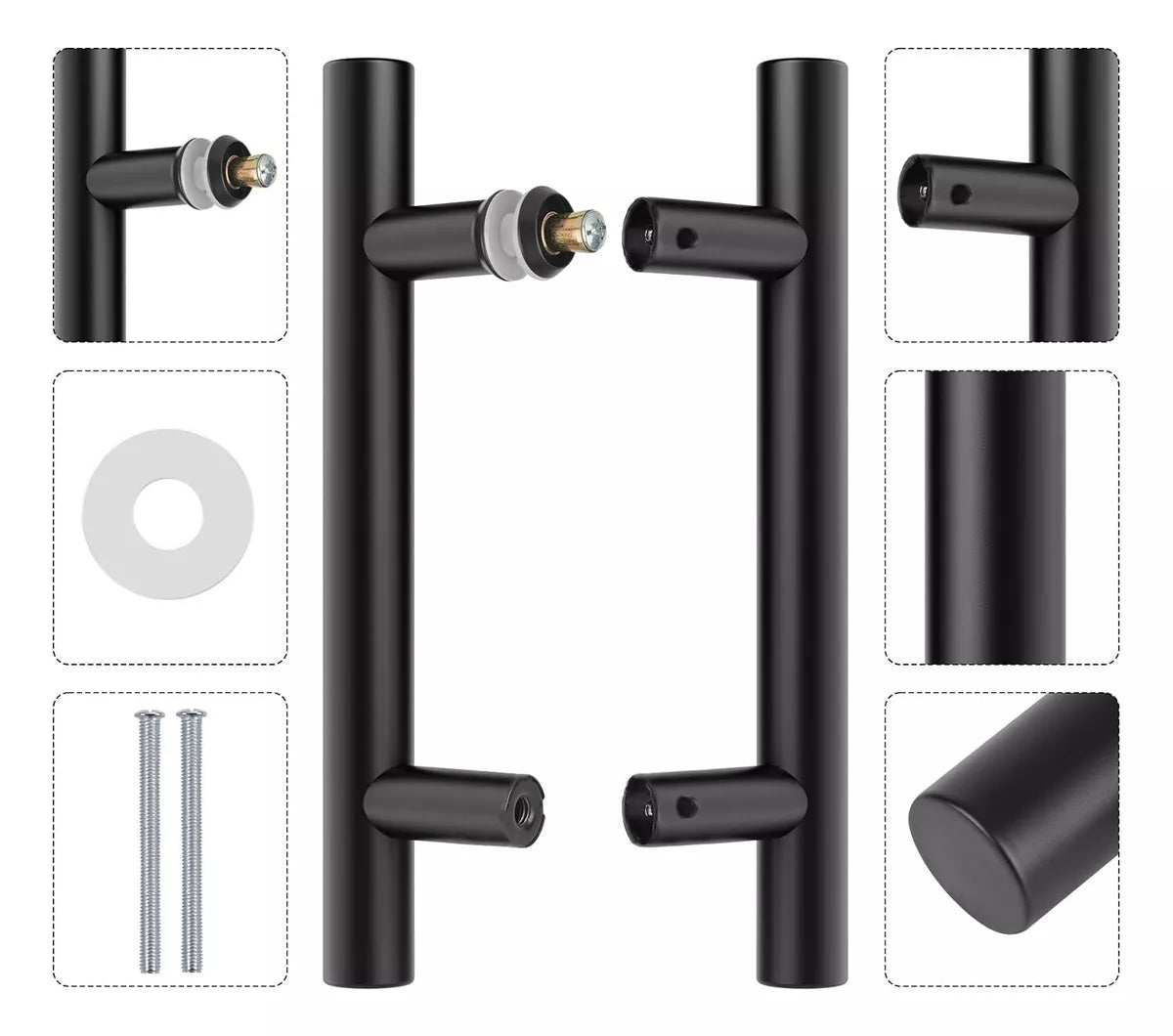 Tirador De Puerta Redondo Hauesler-Shop Modelo Bodo - Acero Inoxidable, Longitud 244 Mm, Para Puertas De 30-65 Mm