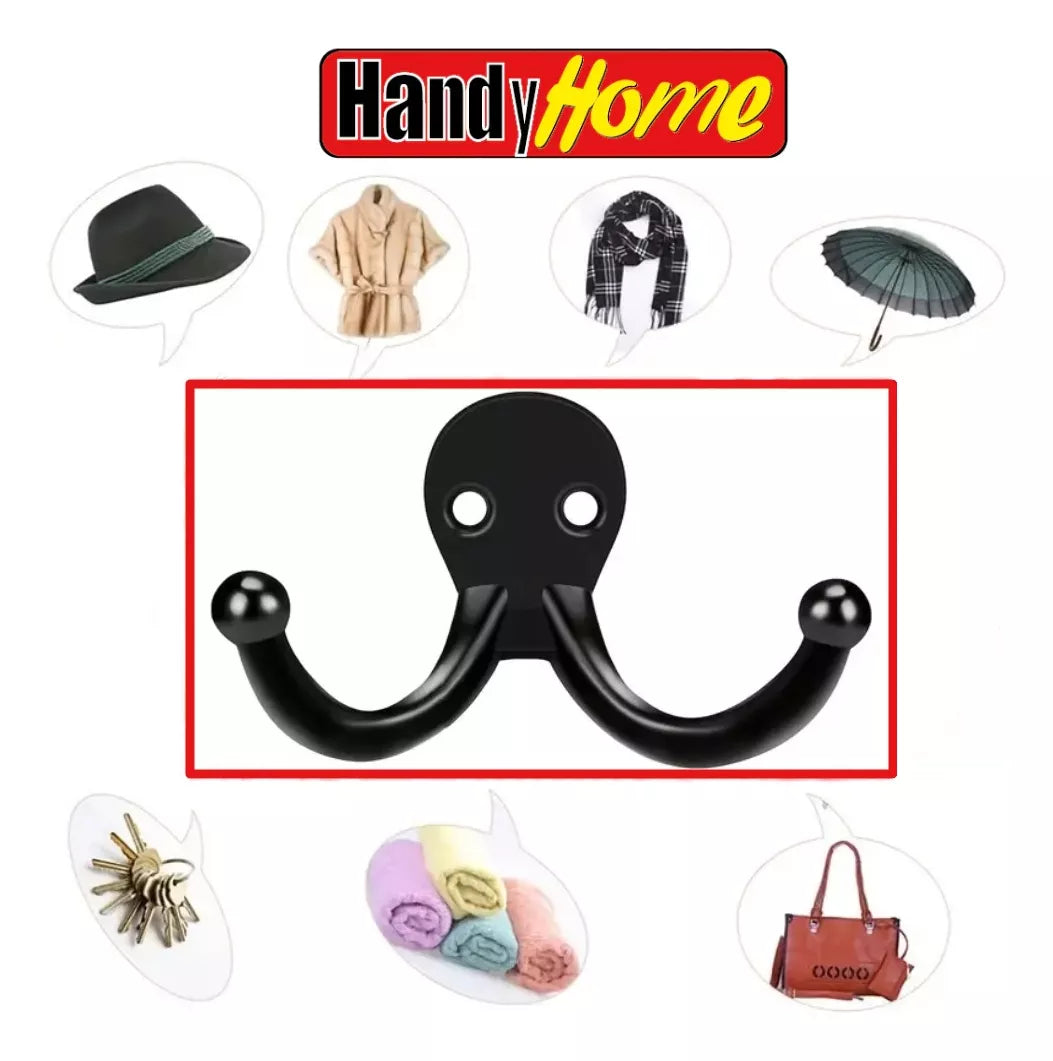 Gancho Perchero Doble Para Pared Negro Mate Handy Home